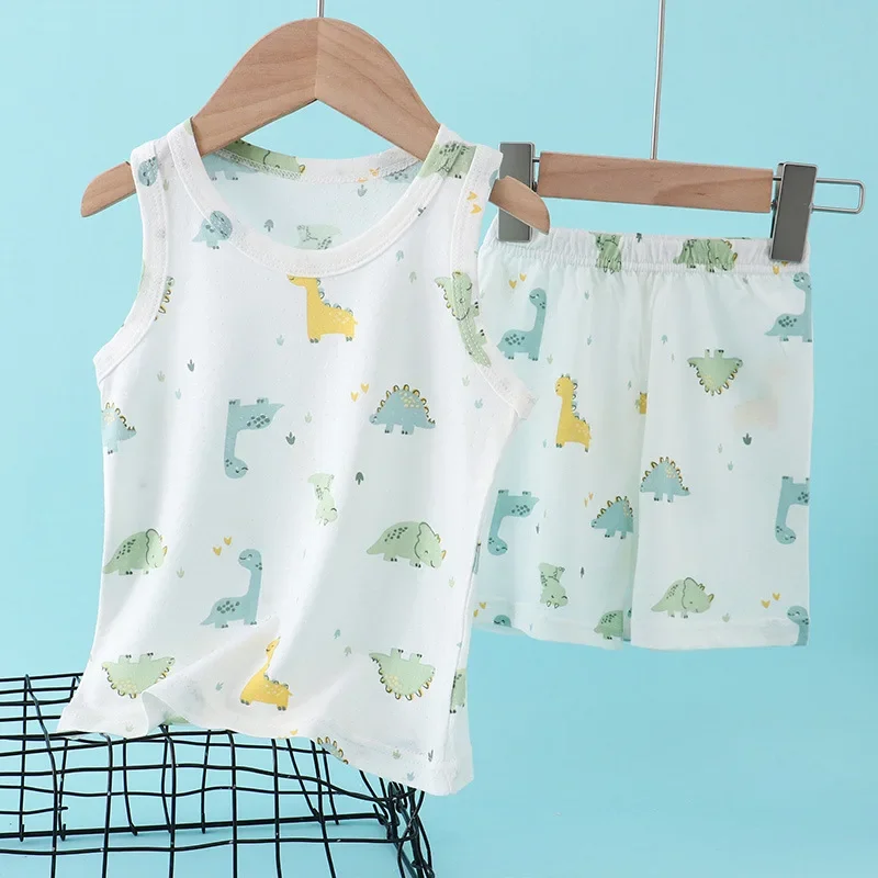 Summer Clothing Baby Boy - Çocuklar Bambu Pamuk Yelek Takım Elbise