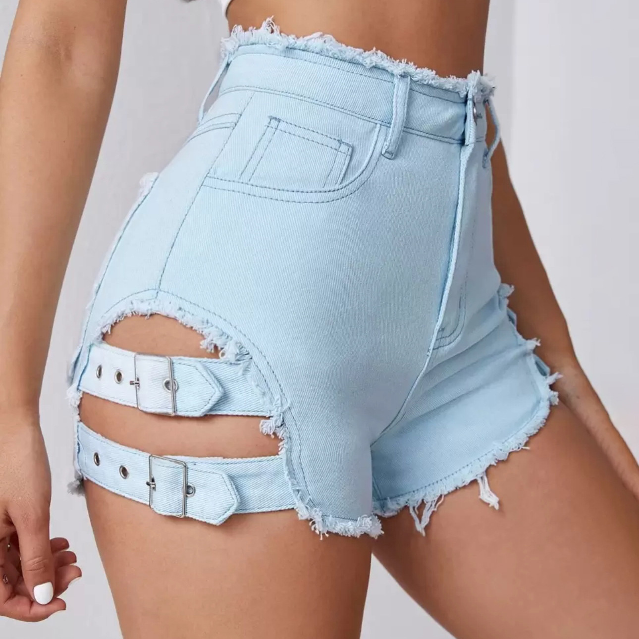 Summer Clothing Cheap - Kadınlar Yüksek Bel Kot Şort Yıpranmış