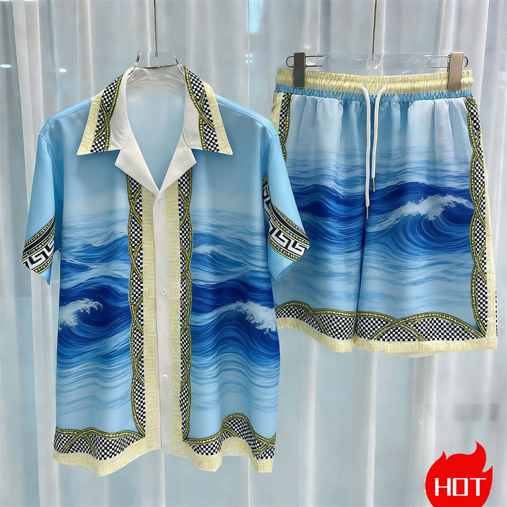 Summer Clothing Beach - Yaz erkek gömlek setleri bitkiler desen