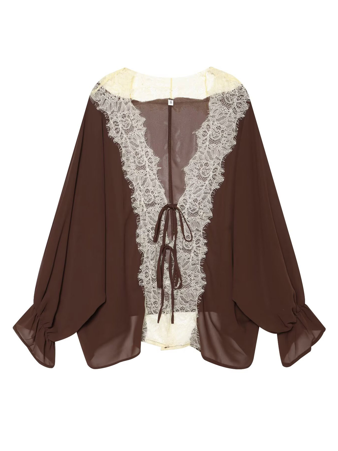 Tie Front Shirt - HH Ladie Vintage Parti Fırfırlı Uzun