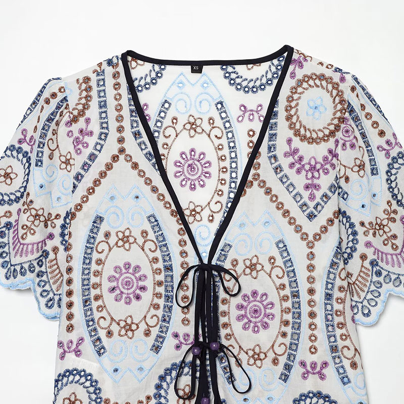 Nlzgmsj 2026 Yaz Kadın İşlemel - Tie Front Shirt incelemesi ve fiyatı