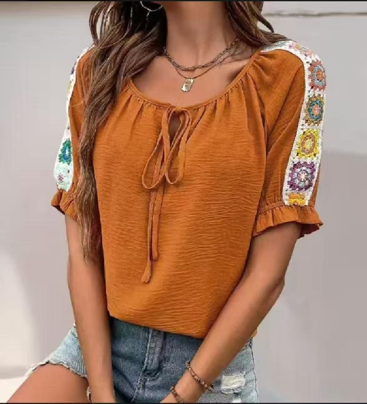 Boho Kadın Bluzu Bağcıklı Yaka - Tie Front Shirt incelemesi ve fiyatı