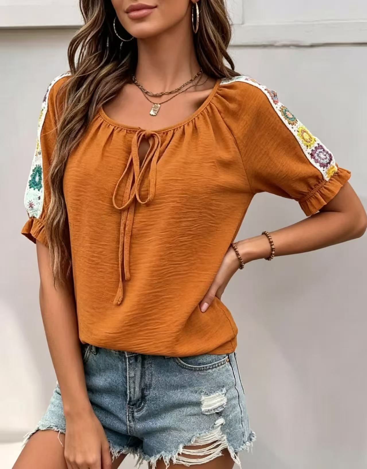Boho Kadın Bluzu Bağcıklı Yaka - Tie Front Shirt incelemesi ve fiyatı