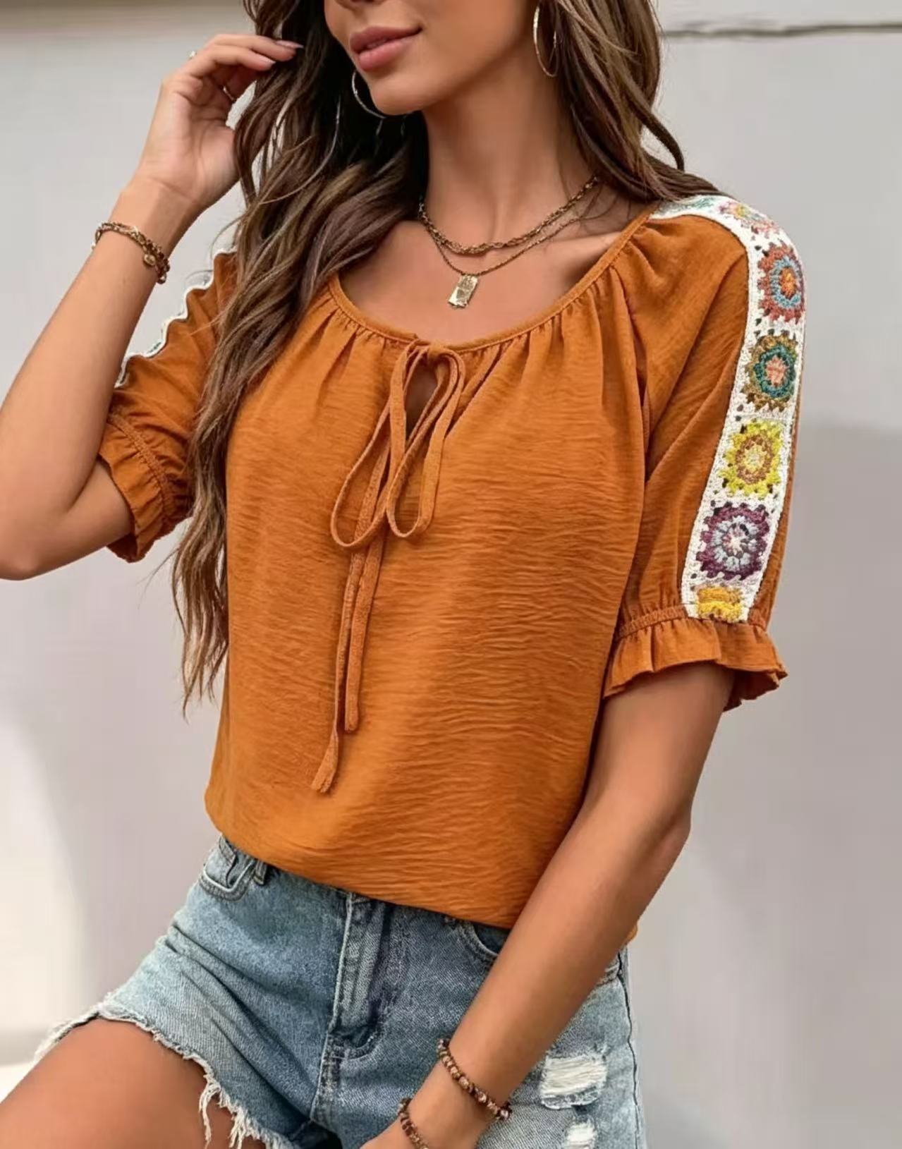 Boho Kadın Bluzu Bağcıklı Yaka - Tie Front Shirt incelemesi ve fiyatı