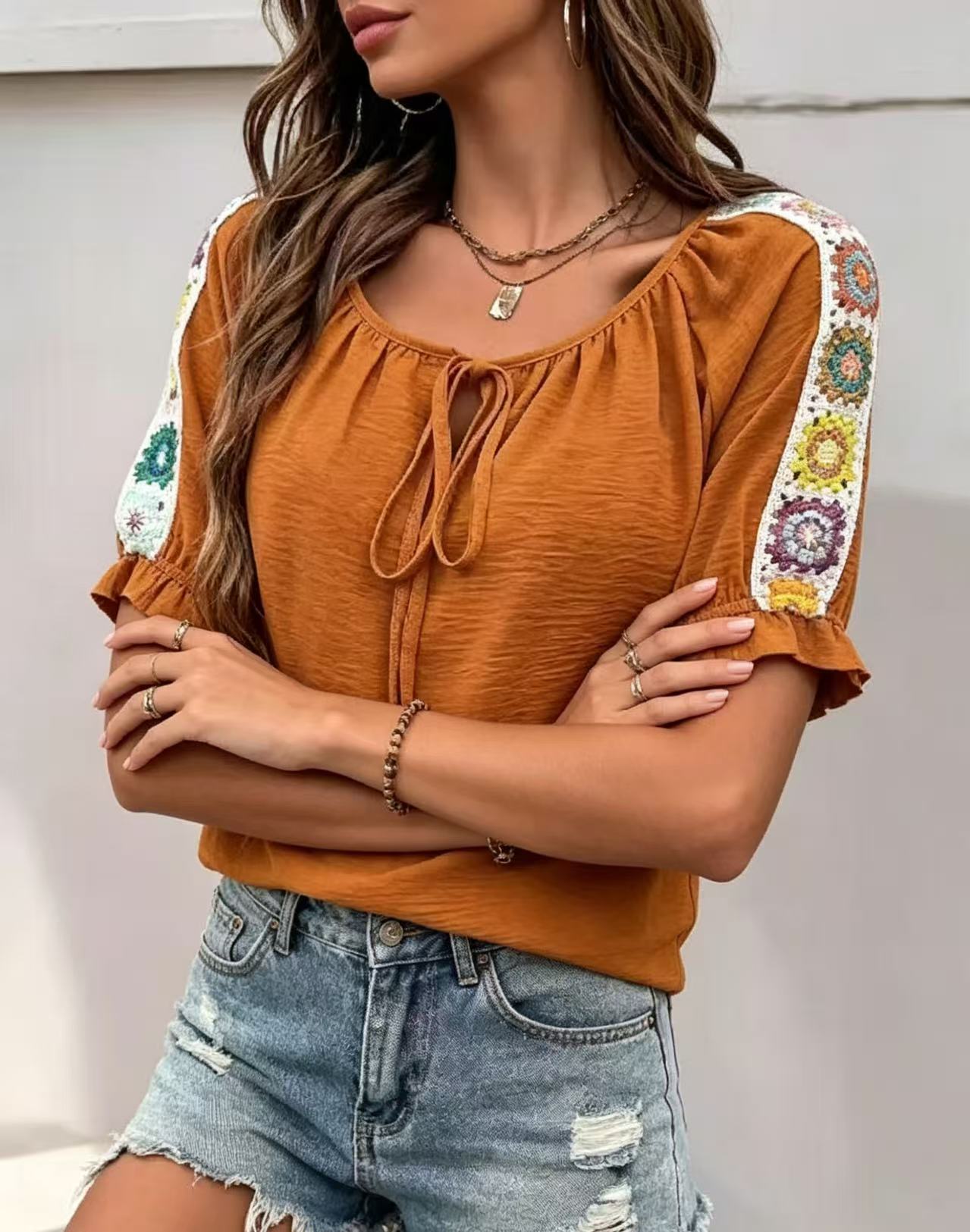 Boho Kadın Bluzu Bağcıklı Yaka - Tie Front Shirt incelemesi ve fiyatı