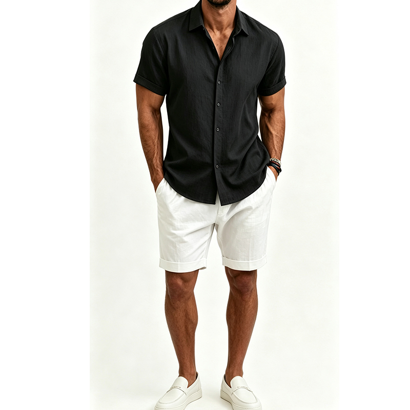 Erkek Pamuklu Keten Gömlek Tak - Summer Clothing Beach incelemesi ve fiyatı