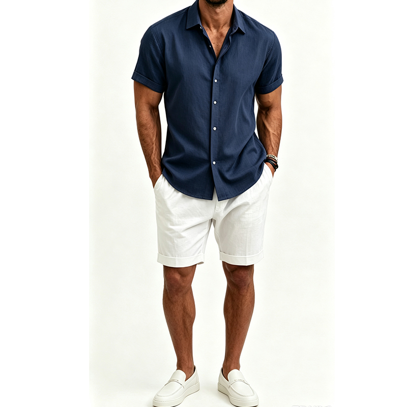 Erkek Pamuklu Keten Gömlek Tak - Summer Clothing Beach incelemesi ve fiyatı