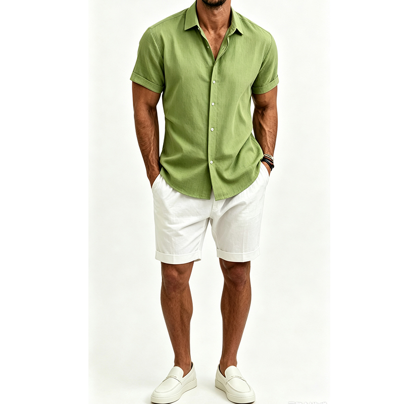 Erkek Pamuklu Keten Gömlek Tak - Summer Clothing Beach incelemesi ve fiyatı